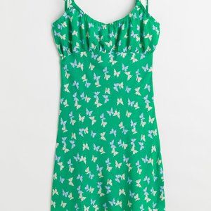 H&M+ Green, Butterfly Patterned Slip Dress - XXL - Brand New with Tags!